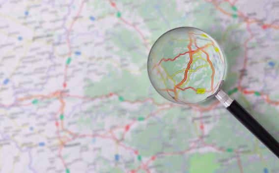 Map and magnify glass